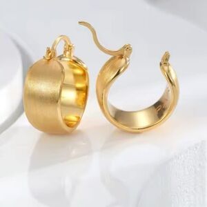 Gold frosting wide hoop earrings